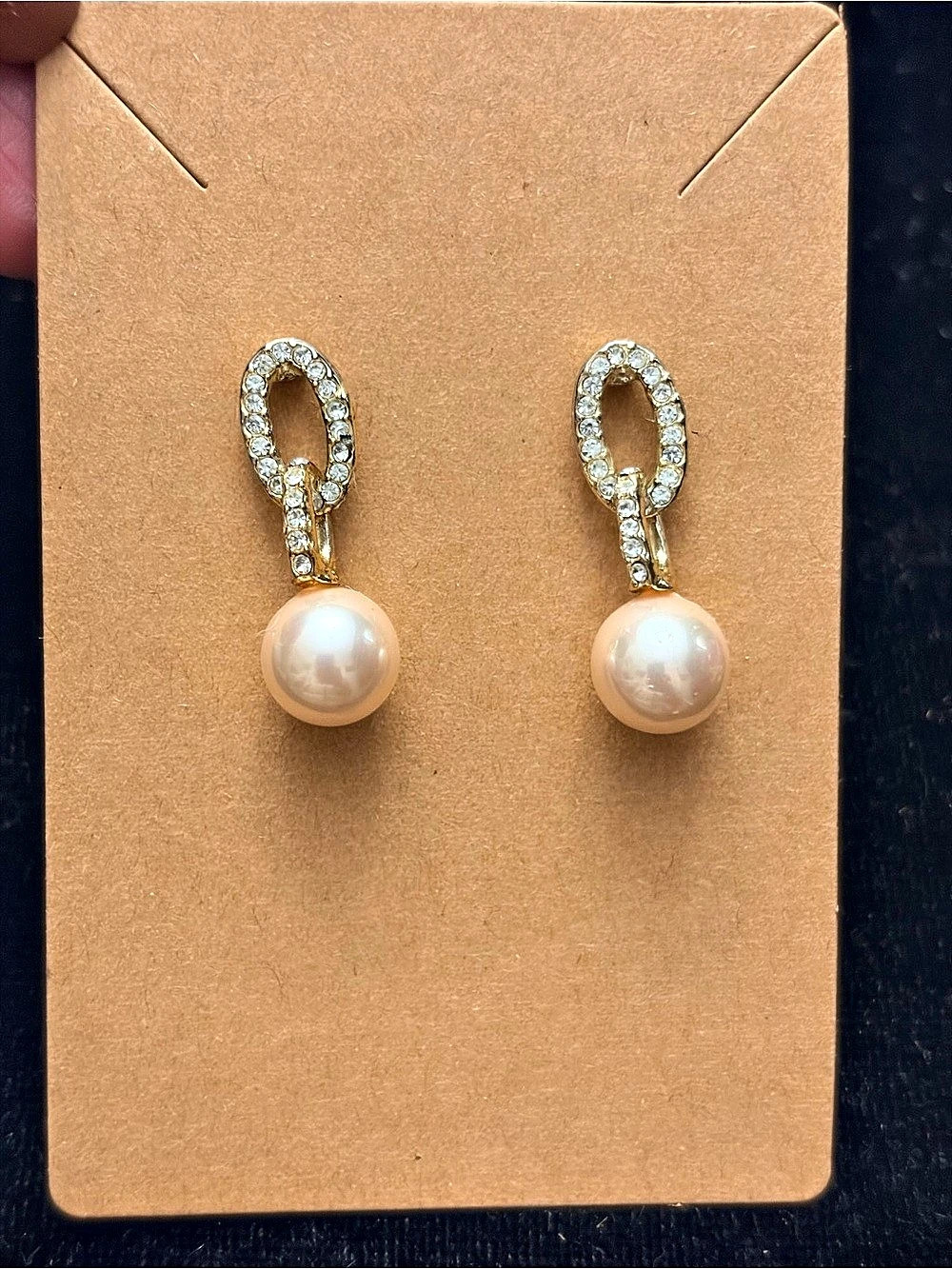 Pearl Drop Earrings in Gold & Pale Pink Like New
